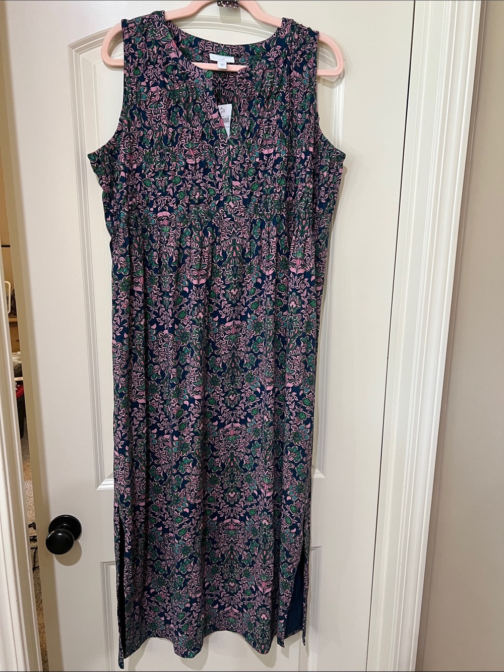J. Jill Sleeveless Floral Maxi Dress in Navy, Pink, and GreenH271